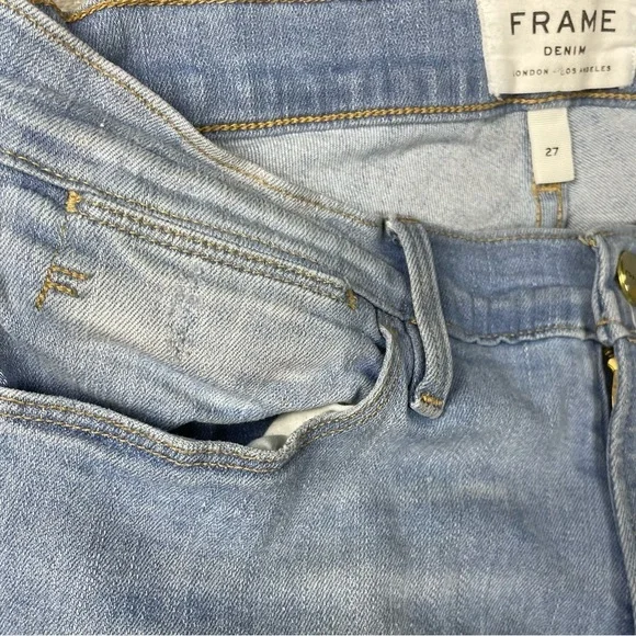 Frame Jeans Womens 27 Le High Skinny Shredded Chewed Raw Hem Distressed Punk 90s - Picture 5 of 12